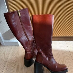 ASOS Brown Leather Heeled Boots